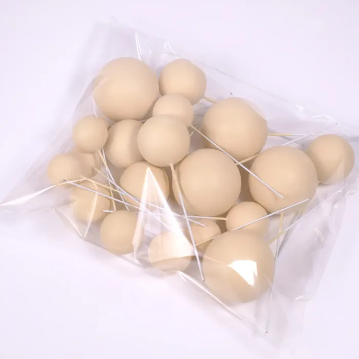 20 beige Bubbles Einstecker für die Torte in 4 verschiedenen Größen in durchsichtiger Verpackung