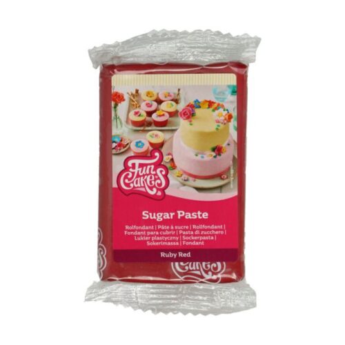 FunCakes Sugar Paste in Ruby Red (250 g) – roter Rollfondant zum Überziehen, Modellieren und Dekorieren von Torten, Kuchen und Cupcakes.