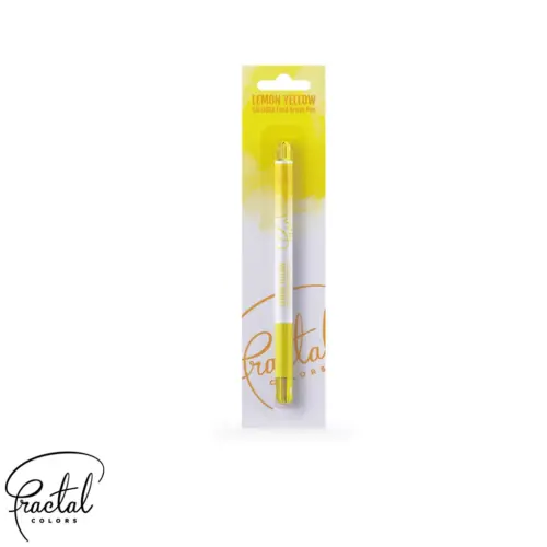 Gelber Lebensmittelfarbstift Fractal Colors Calligra Food Brush Pen Lemon Yellow in der Verpackung