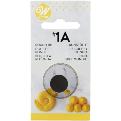 Wilton Decorating Tip Round #1A aus Edelstahl in Originalverpackung, runde Spritztülle für feine Dekorationen, Schriftzüge, Punkte und Perlen auf Torten und Cupcakes.