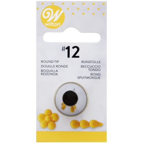Wilton Decorating Tip Round #12 aus Edelstahl, runde Spritztülle für Konturen, Schriftzüge und filigrane Tortendekorationen