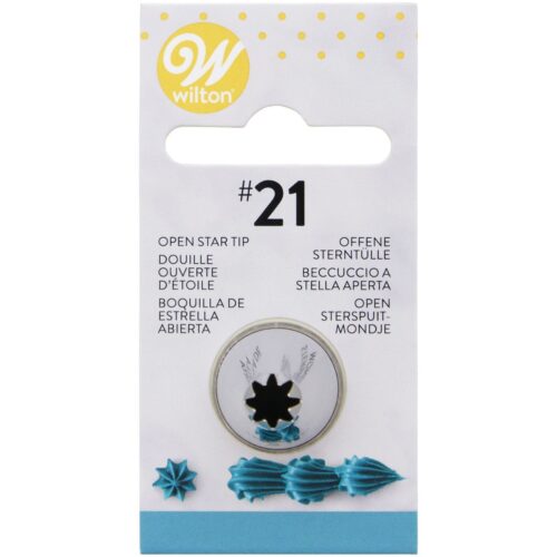 Wilton Decorating Tip #21 Open Star aus Metall, offene Sterntülle für Rosetten, sternförmige Verzierungen und Blüten auf Torten und Cupcakes