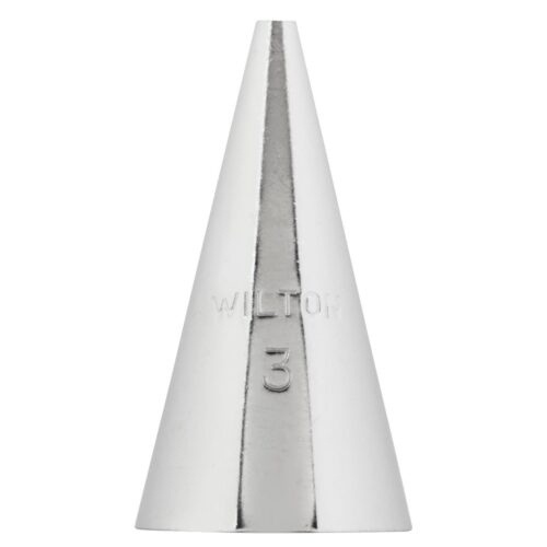 Wilton Decorating Tip Round #3 aus Edelstahl, runde Spritztülle für feine Schriftzüge, Konturen, Punkte und filigrane Tortendekorationen