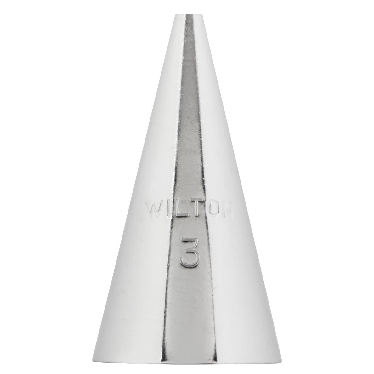 Wilton Decorating Tip Round #3 aus Edelstahl, runde Spritztülle für feine Schriftzüge, Konturen, Punkte und filigrane Tortendekorationen