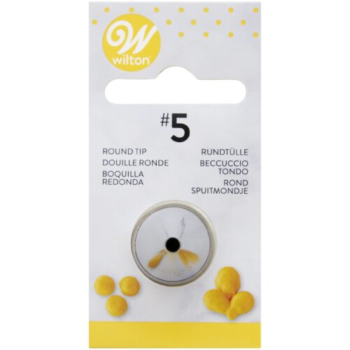 Wilton Decorating Tip Round #5 aus Edelstahl, runde Spritztülle für feine Konturen, Schriftzüge und filigrane Tortendekorationen