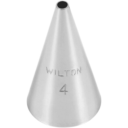 Wilton Decorating Tip Round #004 aus Metall, runde Spritztülle für feine Schriftzüge, Konturen, Perlen und dekorative Ränder auf Torten und Cupcakes.