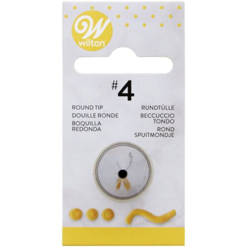 Wilton Decorating Tip Round #004 aus Metall, runde Spritztülle für feine Schriftzüge, Konturen, Perlen und dekorative Ränder auf Torten und Cupcakes.