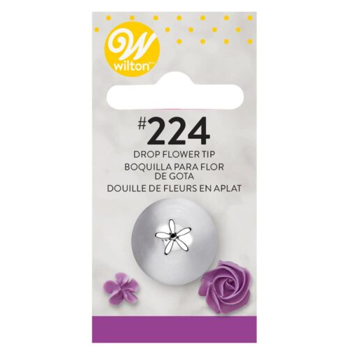 Wilton Decorating Tip Dropflower #224 aus Metall, Spritztülle für dekorative Blüten aus Buttercreme und Royal Icing